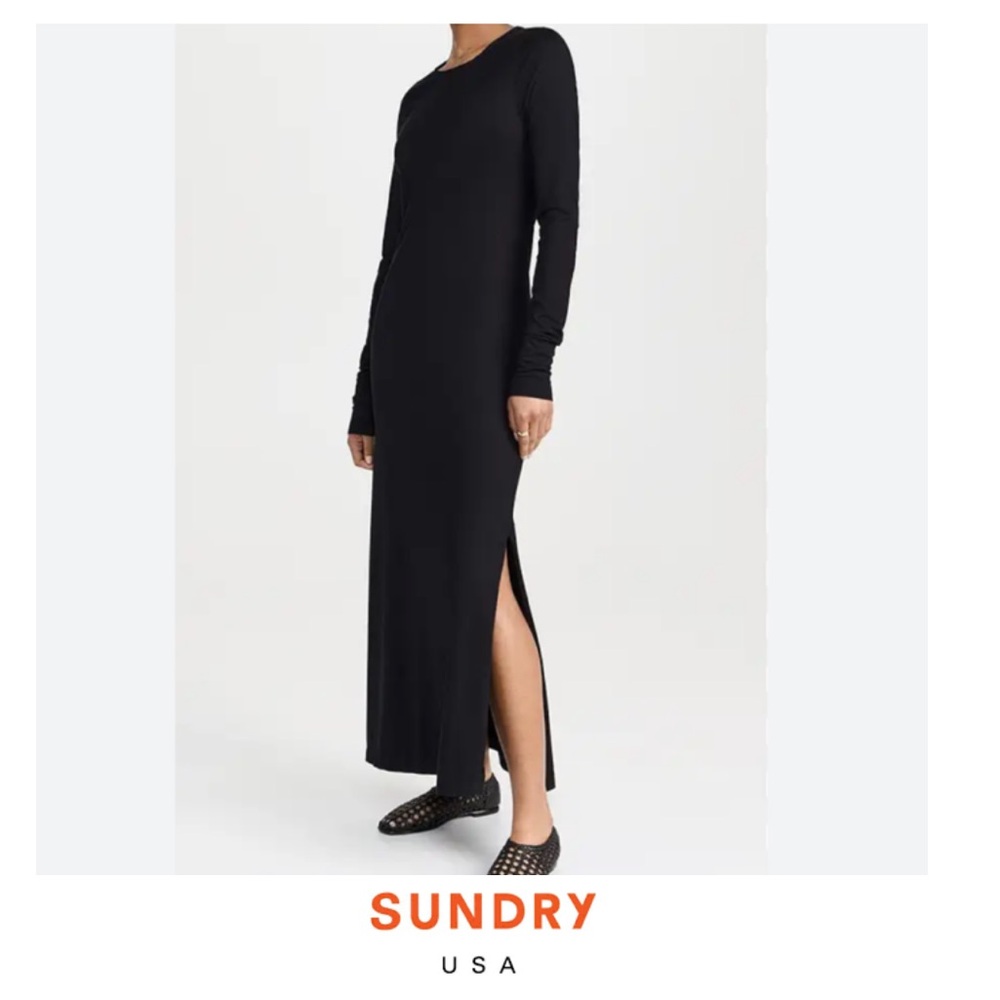 Sundry Black Maxi Dress with Slit